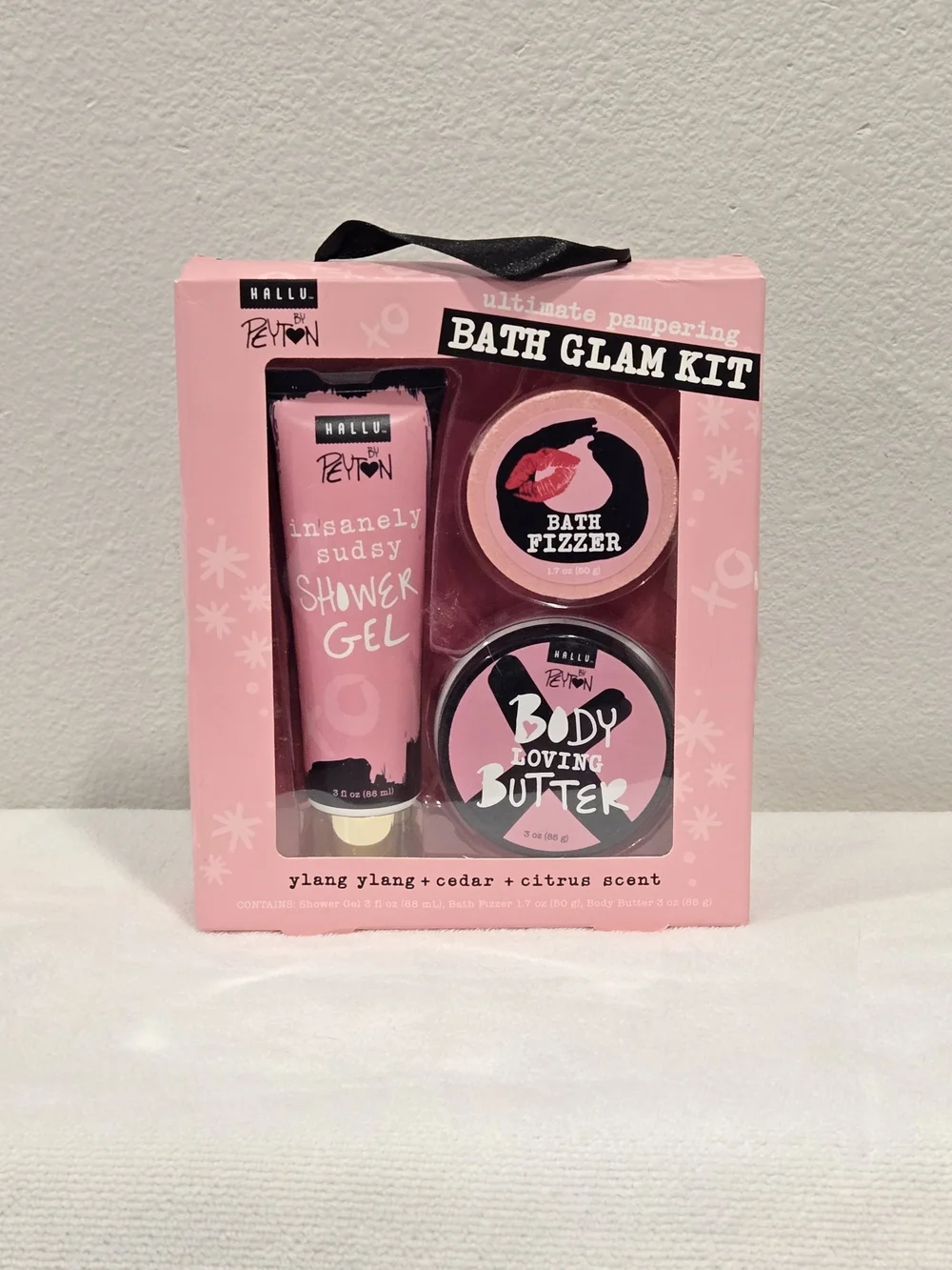 Pink Bath Glam Kit - Shower Gel, Bath Fizzer & Body Butter NIB